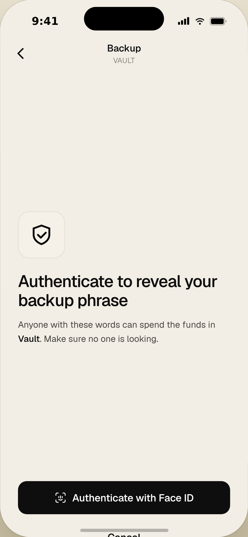 Unseizable — Back up screen